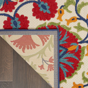 HomeRoots 9' x 12' Red and Ivory Indoor Outdoor Area Rug - Durable, Stylish Floral Design for All Spaces! 479362