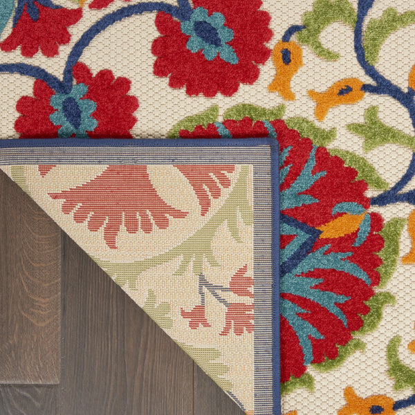HomeRoots 9' x 12' Red and Ivory Indoor Outdoor Area Rug - Durable, Stylish Floral Design for All Spaces! 479362