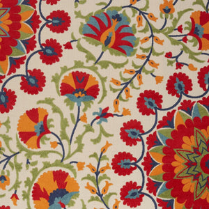 HomeRoots 9' x 12' Red and Ivory Indoor Outdoor Area Rug - Durable, Stylish Floral Design for All Spaces! 479362