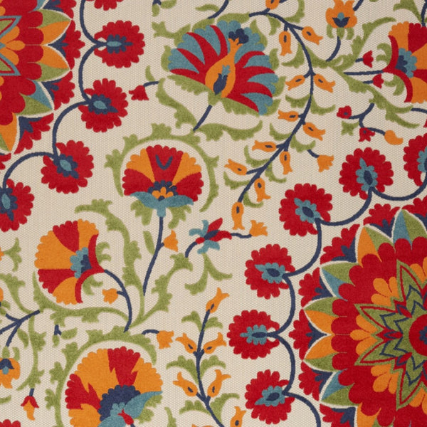 HomeRoots 9' x 12' Red and Ivory Indoor Outdoor Area Rug - Durable, Stylish Floral Design for All Spaces! 479362