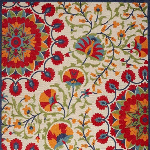 HomeRoots 9' x 12' Red and Ivory Indoor Outdoor Area Rug - Durable, Stylish Floral Design for All Spaces! 479362
