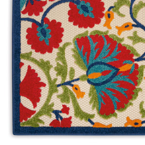 HomeRoots 9' x 12' Red and Ivory Indoor Outdoor Area Rug - Durable, Stylish Floral Design for All Spaces! 479362