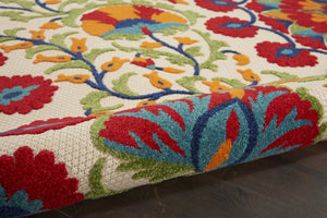 HomeRoots 10' Red and Ivory Indoor Outdoor Area Rug – Durable, Stylish, Low-Profile Floral Design for All Spaces! 479363
