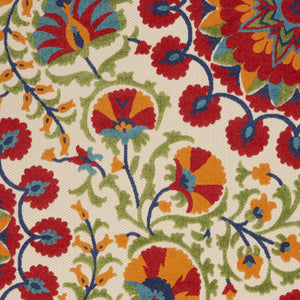 HomeRoots 10' Red and Ivory Indoor Outdoor Area Rug – Durable, Stylish, Low-Profile Floral Design for All Spaces! 479363