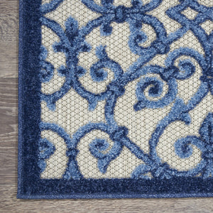 HomeRoots 10' Contemporary Blue and Gray Indoor Outdoor Area Rug - Durable, Stylish, and Versatile Design 479364