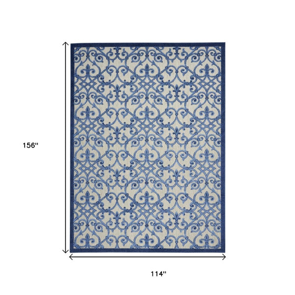 HomeRoots 10' Contemporary Blue and Gray Indoor Outdoor Area Rug - Durable, Stylish, and Versatile Design 479364