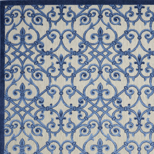 Homeroots 10' X 13' Grey And Blue Damask Non Skid Indoor Outdoor Area Rug  Polypropylene 479364