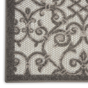 Homeroots 10' X 13' Grey And Charcoal Damask Non Skid Indoor Outdoor Area Rug  Polypropylene 479365