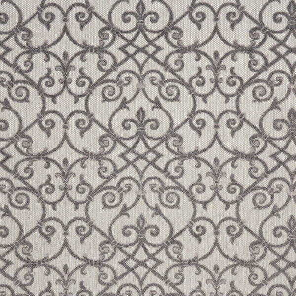 Homeroots 10' X 13' Grey And Charcoal Damask Non Skid Indoor Outdoor Area Rug  Polypropylene 479365
