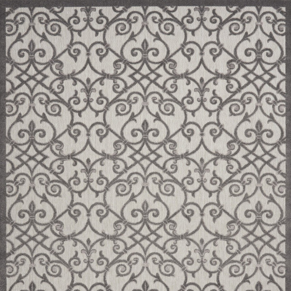 Homeroots 10' X 13' Grey And Charcoal Damask Non Skid Indoor Outdoor Area Rug  Polypropylene 479365
