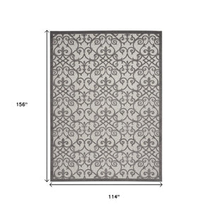 HomeRoots 10' Gray Indoor Outdoor Area Rug - Durable, Low-Maintenance, Stylish for Patios, Kitchens & More! 479365