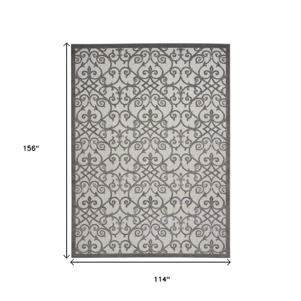 HomeRoots 10' Gray Indoor Outdoor Area Rug - Durable, Low-Maintenance, Stylish for Patios, Kitchens & More! 479365