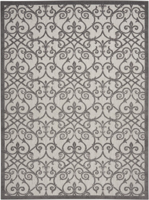 Homeroots 10' X 13' Grey And Charcoal Damask Non Skid Indoor Outdoor Area Rug  Polypropylene 479365