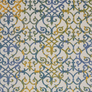 HomeRoots 9' X 12' Elegant Ivory & Blue Area Rug - Durable, Low-Maintenance Design for Indoor & Outdoor Spaces 479373
