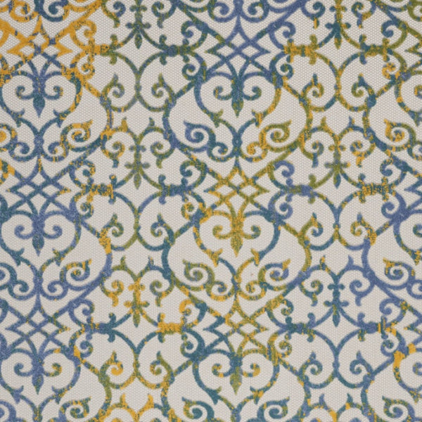 HomeRoots 9' X 12' Elegant Ivory & Blue Area Rug - Durable, Low-Maintenance Design for Indoor & Outdoor Spaces 479373