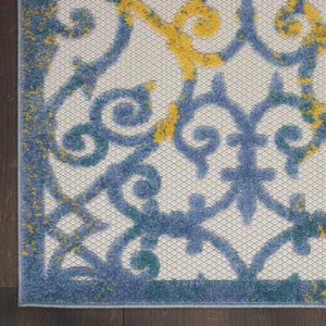 HomeRoots 10' Stylish Ivory and Blue Indoor Outdoor Area Rug - Durable, Easy-Clean, Perfect for Any Space 479374