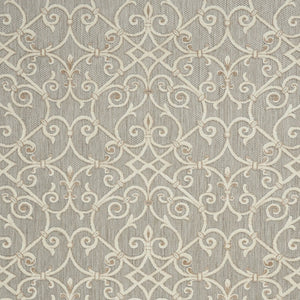 Homeroots 10' X 13' Natural Damask Non Skid Indoor Outdoor Area Rug  Polypropylene 479377