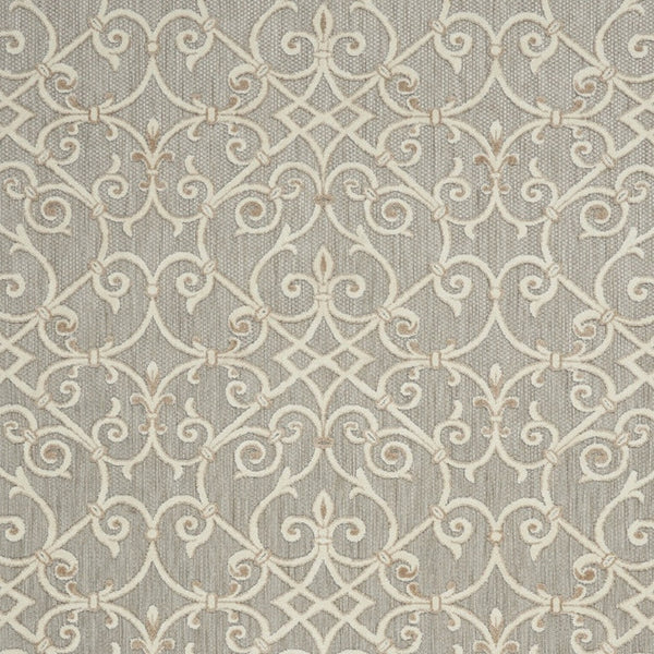 Homeroots 10' X 13' Natural Damask Non Skid Indoor Outdoor Area Rug  Polypropylene 479377