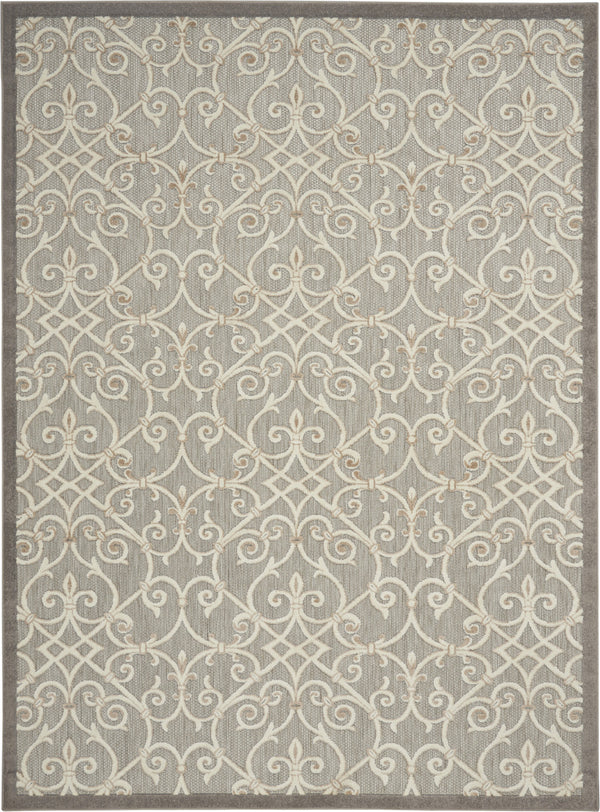 Homeroots 10' X 13' Natural Damask Non Skid Indoor Outdoor Area Rug  Polypropylene 479377