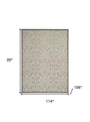 HomeRoots 10' Gray and Ivory Indoor Outdoor Area Rug - Durable, Low-Maintenance, Stylish for Any Space! 479377