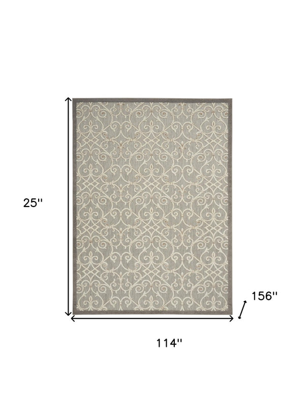 HomeRoots 10' Gray and Ivory Indoor Outdoor Area Rug - Durable, Low-Maintenance, Stylish for Any Space! 479377