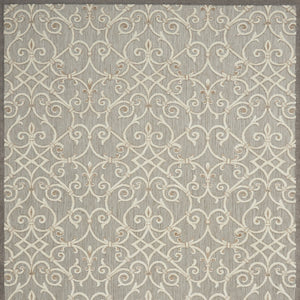 Homeroots 10' X 13' Natural Damask Non Skid Indoor Outdoor Area Rug  Polypropylene 479377