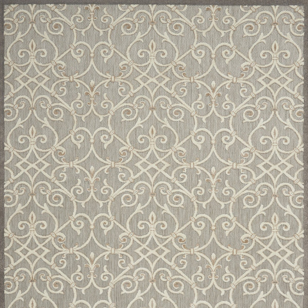 Homeroots 10' X 13' Natural Damask Non Skid Indoor Outdoor Area Rug  Polypropylene 479377