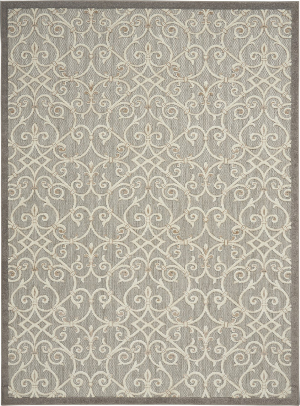 HomeRoots 10' Gray and Ivory Indoor Outdoor Area Rug - Durable, Low-Maintenance, Stylish for Any Space! 479377