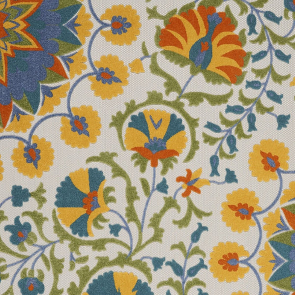 HomeRoots 9' Indoor-Outdoor Blue and Yellow Floral Area Rug - Durable, Easy-Care Design for Any Space 479385