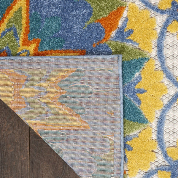 HomeRoots 10' Indoor Outdoor Area Rug in Vibrant Blue & Yellow Floral Design – Durable, Stylish & Easy Care! 479386