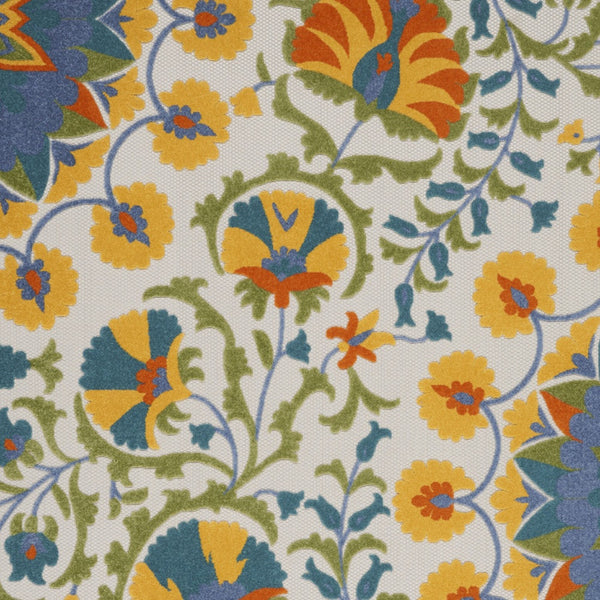 Homeroots 10' X 13' Blue Yellow And White Toile Non Skid Indoor Outdoor Area Rug  Polypropylene 479386