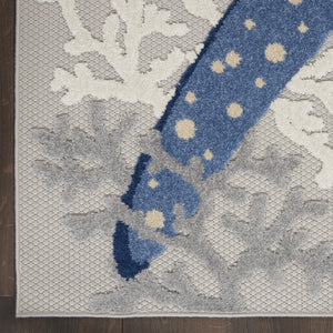 HomeRoots 10' X 13' Blue and Gray Starfish Area Rug - Coastal Charm for Indoor/Outdoor Spaces, Easy Care! 479394