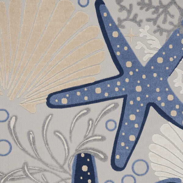 HomeRoots 10' X 13' Blue and Gray Starfish Area Rug - Coastal Charm for Indoor/Outdoor Spaces, Easy Care! 479394