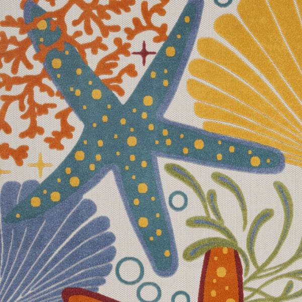 HomeRoots 12' Vibrant Blue and Yellow Indoor Outdoor Area Rug - Durable, Stylish, and Easy to Clean for All Spaces 479395
