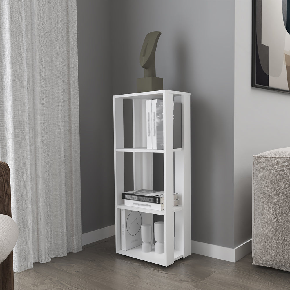 English Elm Newmanstown Slim White Bookcase – Engineered Wood, 3 Open Shelves for Small Spaces, Modern Storage B092P269942