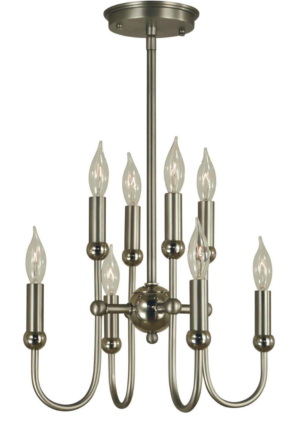 Framburg 8-light Elegant Chandelier In Mixed Metals - Handcrafted Usa Lighting For A Feminine Touch Satin Pewter With Polished Nickel Metal 4794 Sp/Pn