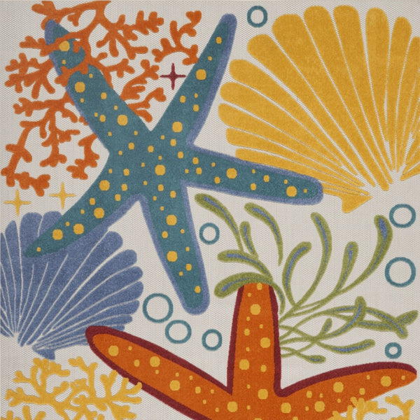 HomeRoots 9' Indoor/Outdoor Blue and Yellow Area Rug - Stylish, Durable, Easy-Clean with Modern Pattern Design 479401