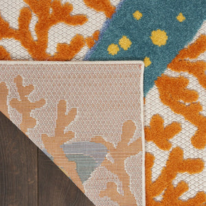 HomeRoots 10' Stylish Blue and Yellow Indoor-Outdoor Area Rug - Durable, Easy-Care, Weather-Resistant Design! 479402
