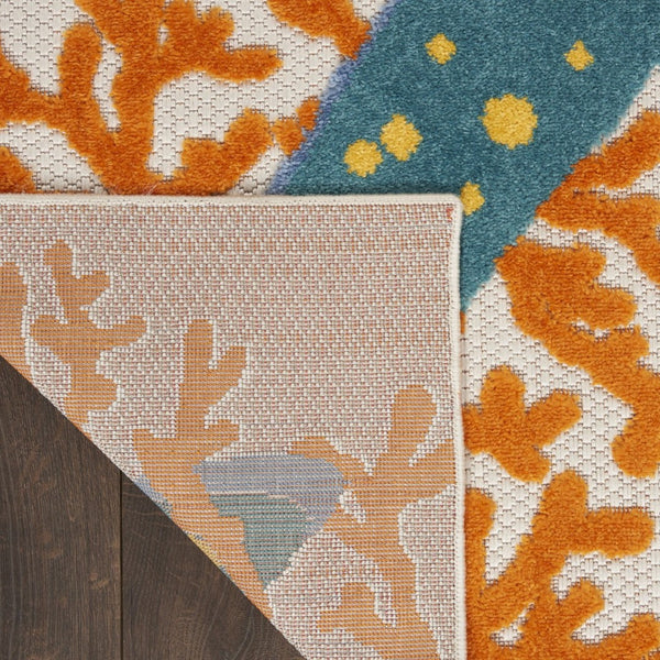HomeRoots 10' Stylish Blue and Yellow Indoor-Outdoor Area Rug - Durable, Easy-Care, Weather-Resistant Design! 479402