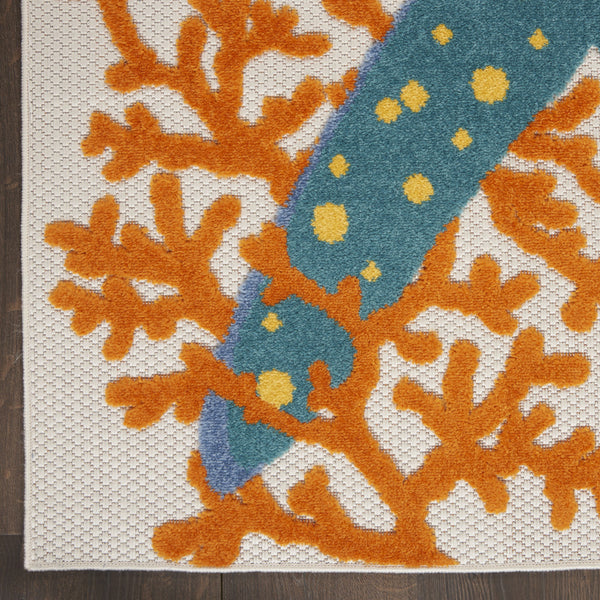 Homeroots 10' X 13' Orange Blue And Yellow Animal Print Non Skid Indoor Outdoor Area Rug  Polypropylene 479402