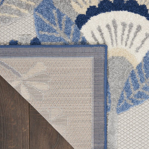 HomeRoots 12' X 15' Stylish Blue and Gray Indoor/Outdoor Area Rug - Durable, Easy-Clean Floral Design for All Spaces 479403