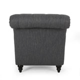 Christopher Knight Home® - Noble House - Varnell Contemporary Fabric Button Tufted Chaise Lounge, Charcoal and Dark Brown