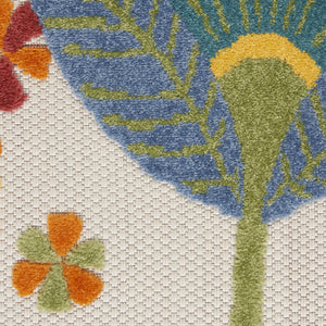 Homeroots 12' X 15' White Yellow And Blue Floral Non Skid Indoor Outdoor Area Rug  Polypropylene 479411