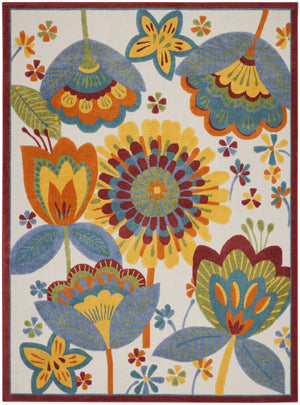 HomeRoots 12' X 15' Blue and Yellow Indoor Outdoor Area Rug - Durable, Stain-Resistant with Floral Design! 479411
