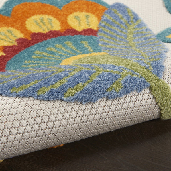 HomeRoots 12' X 15' Blue and Yellow Indoor Outdoor Area Rug - Durable, Stain-Resistant with Floral Design! 479411