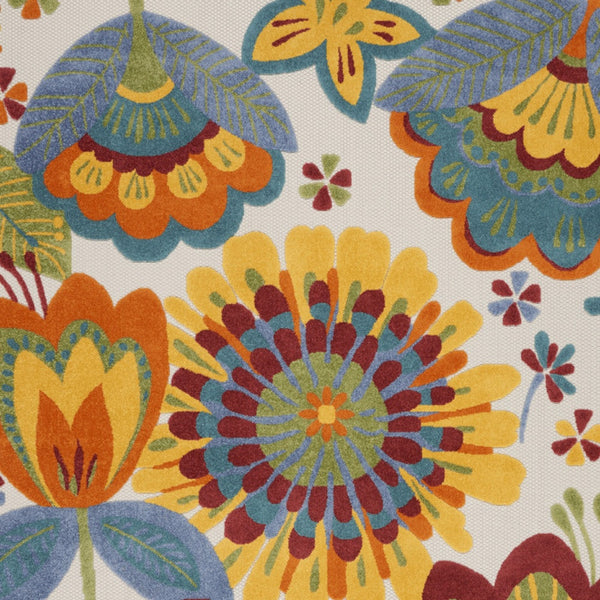 Homeroots 12' X 15' White Yellow And Blue Floral Non Skid Indoor Outdoor Area Rug  Polypropylene 479411
