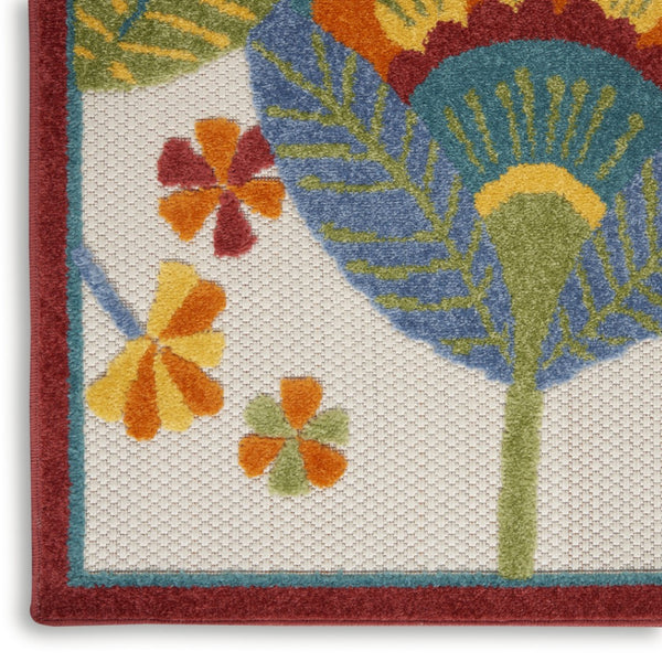 HomeRoots 12' X 15' Blue and Yellow Indoor Outdoor Area Rug - Durable, Stain-Resistant with Floral Design! 479411