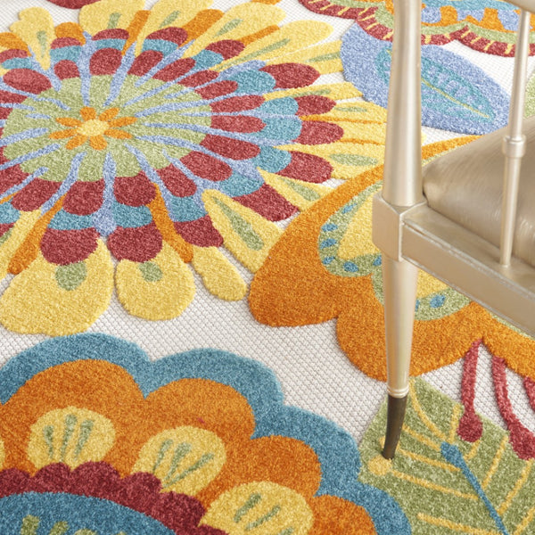 HomeRoots 12' X 15' Blue and Yellow Indoor Outdoor Area Rug - Durable, Stain-Resistant with Floral Design! 479411