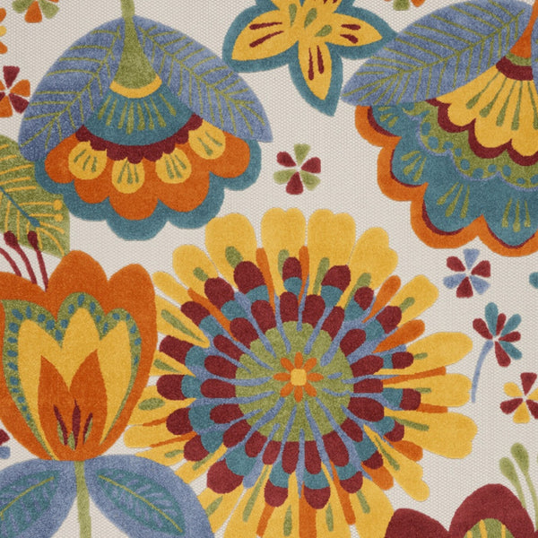 Homeroots 9' X 12' White Yellow And Blue Floral Non Skid Indoor Outdoor Area Rug  Polypropylene 479417