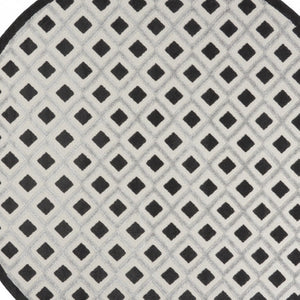 HomeRoots 8' Round Black and White Gingham Area Rug - Durable Indoor/Outdoor Design, Easy Care & Versatile Use 479425